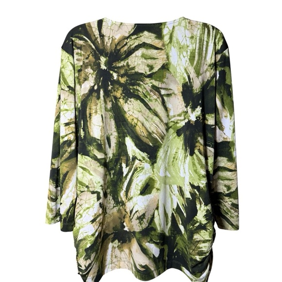 Susan Graver Green Cowl Neck Tunic Blouse Earthy Grunge Goblincore Size Large - Picture 4 of 6